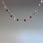 925 Sterling Silver Ruby & Crystal Teardrop Fringe Necklace