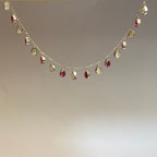 925 Sterling Silver Ruby & Crystal Teardrop Fringe Necklace
