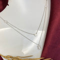 925 Sterling Silver Double Chain Sparkling Geometric Necklace