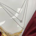 925 Sterling Silver Triple Layer Geometric Solitaire Necklace