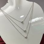 925 Sterling Silver Triple Layer Geometric Solitaire Necklace