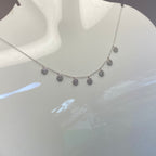925 Sterling Silver Minimalist Pavé Circle Dangle Necklace