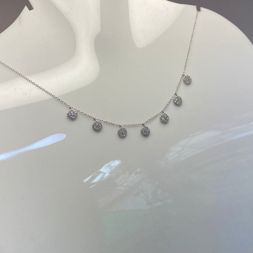 925 Sterling Silver Minimalist Pavé Circle Dangle Necklace