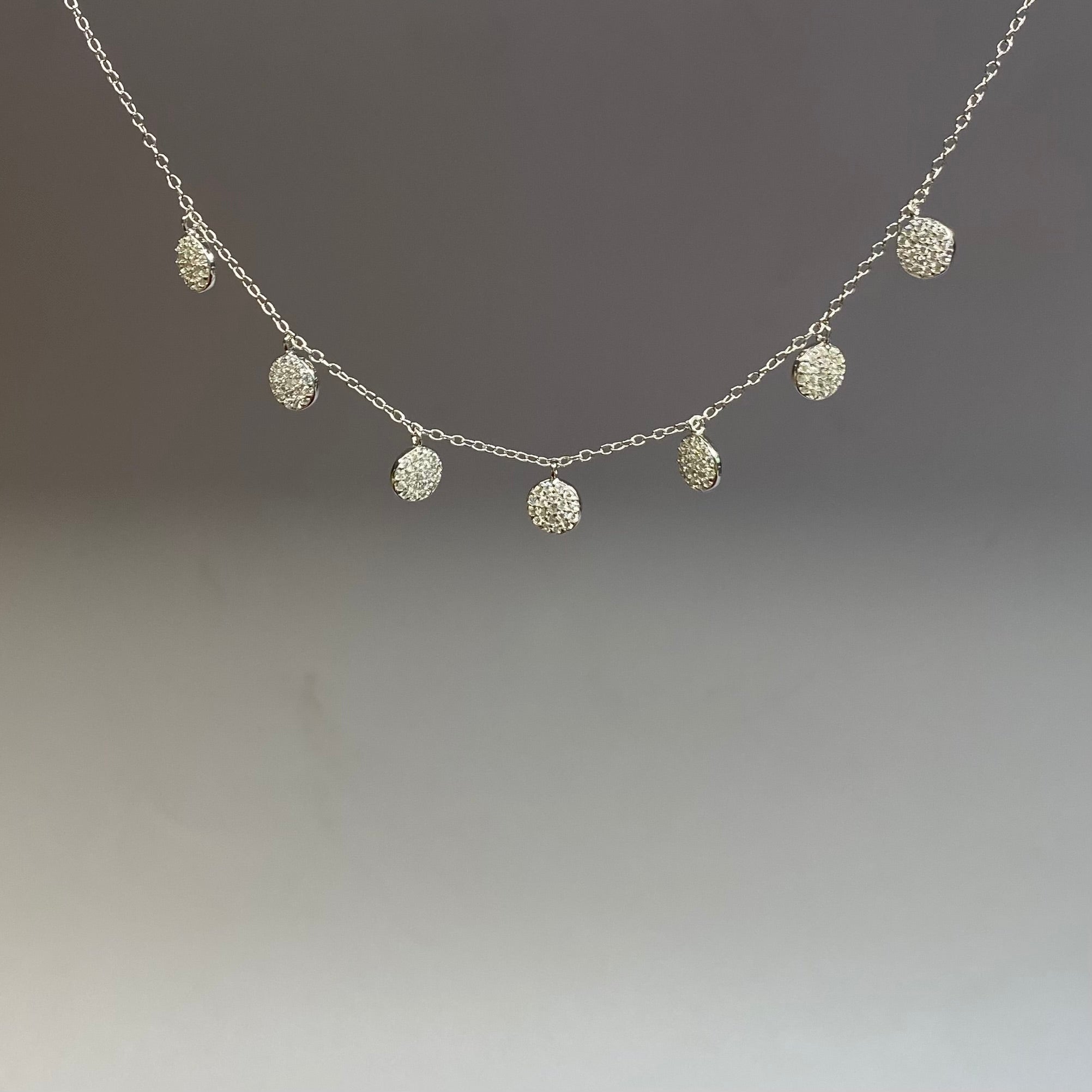 925 Sterling Silver Minimalist Pavé Circle Dangle Necklace