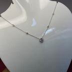 925 Sterling Silver Solitaire Halo Station Necklace