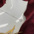 925 Sterling Silver Solitaire Halo Station Necklace