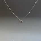 925 Sterling Silver Solitaire Halo Station Necklace