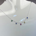 925 Sterling Silver Multicolor Gemstone Station Necklace