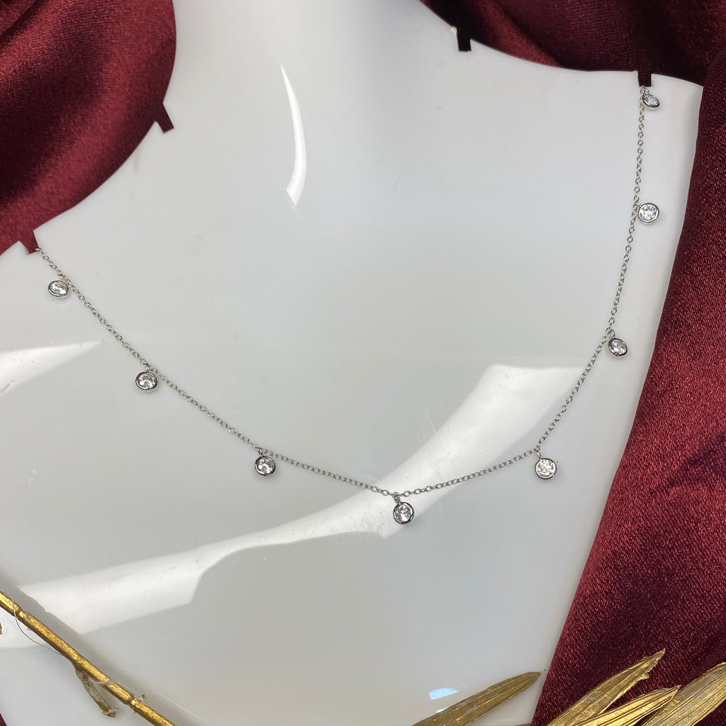 925 Sterling Silver Bezel Dangle Necklace