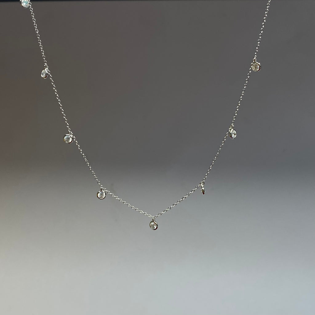 925 Sterling Silver Bezel Dangle Necklace