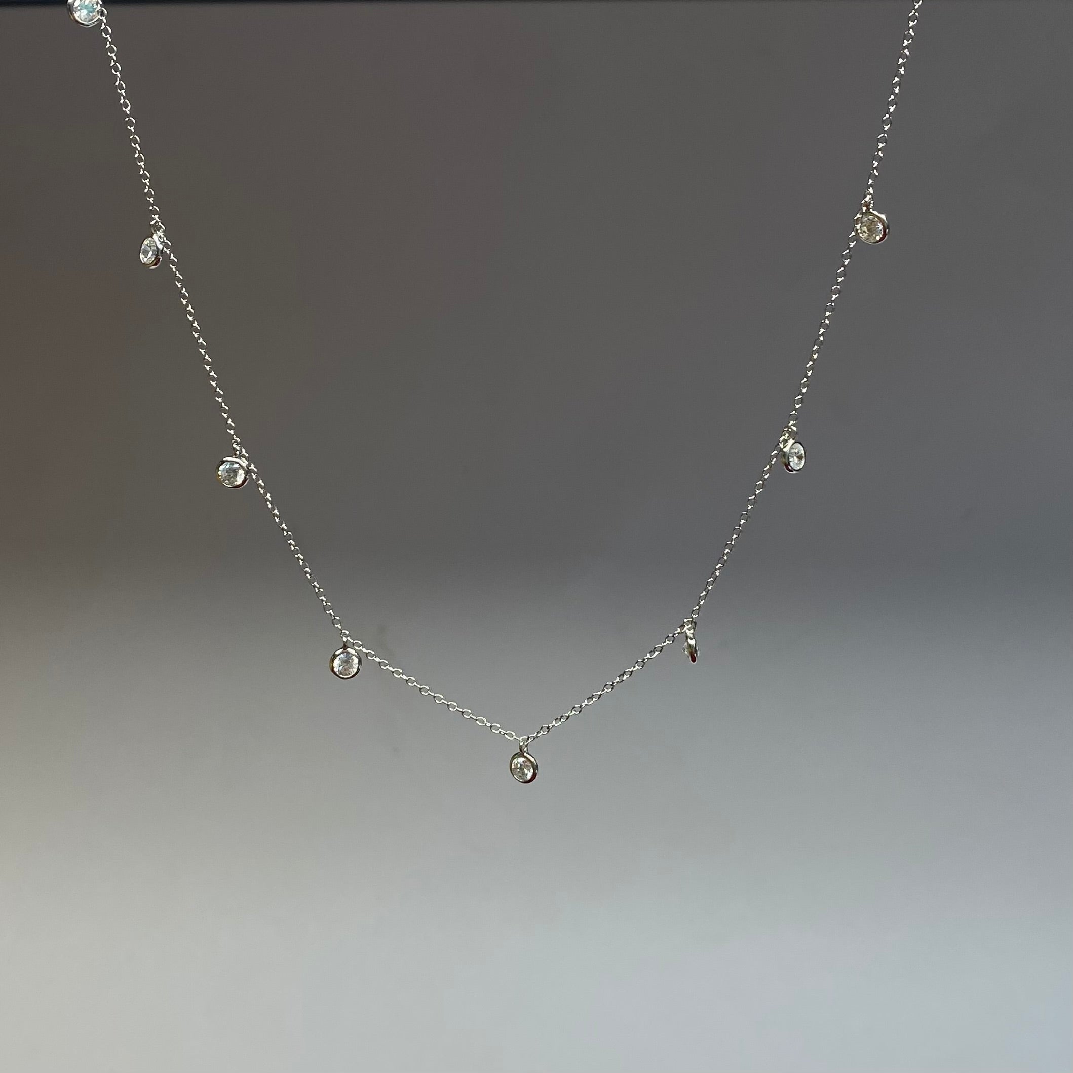 925 Sterling Silver Bezel Dangle Necklace