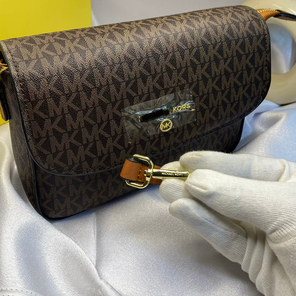 Brown Jet Set Front Flap Crossbody Bag