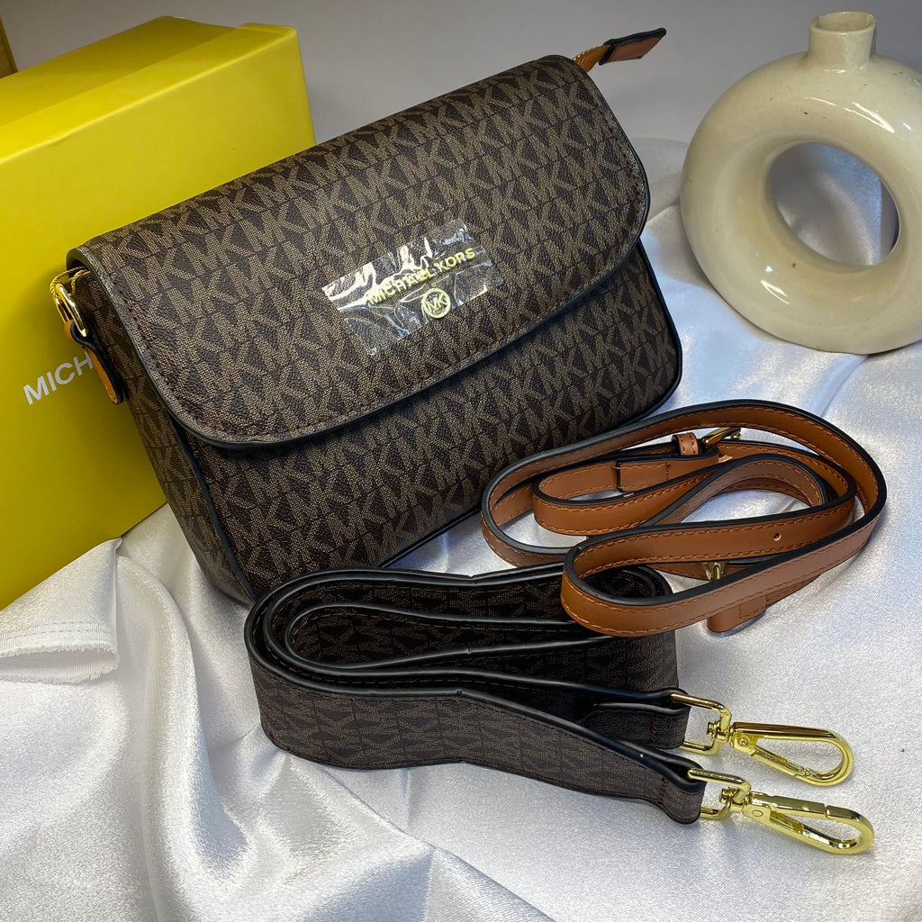 Brown Jet Set Front Flap Crossbody Bag