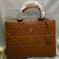 Triangle Quilted Leather Tote
